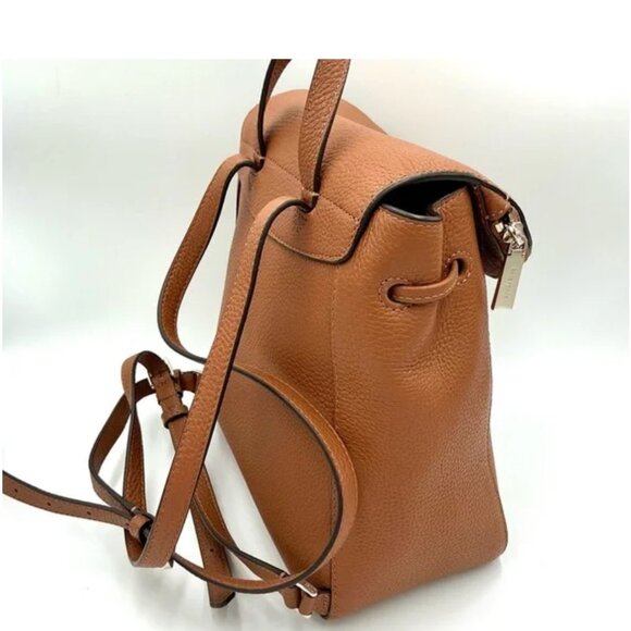 Kate Spade Leila Medium Flap Backpack Warm Gingerbread Brown Pebbled Leather Bag - Picture 7 of 8